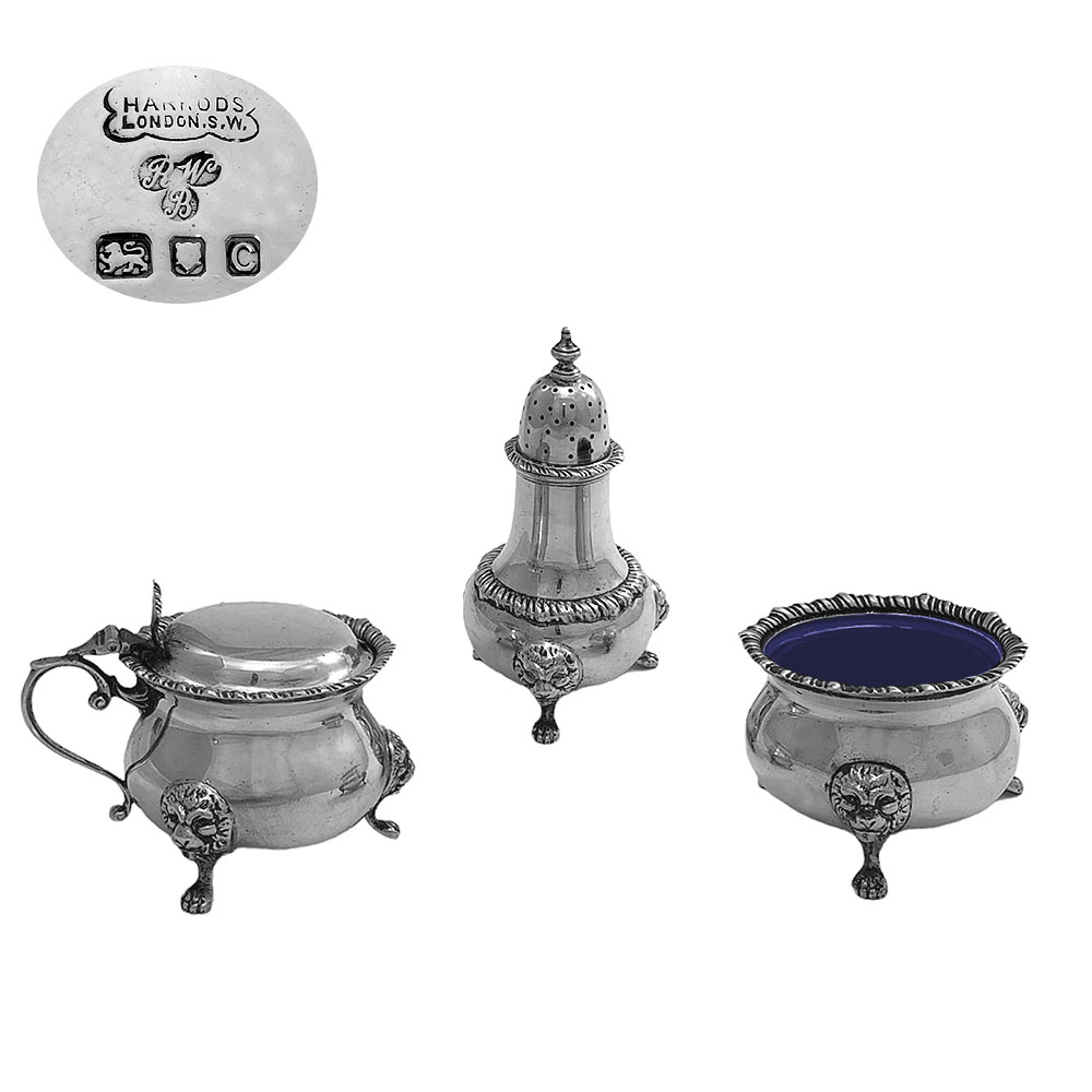 3 Piece Silver  Condiment Set 1938